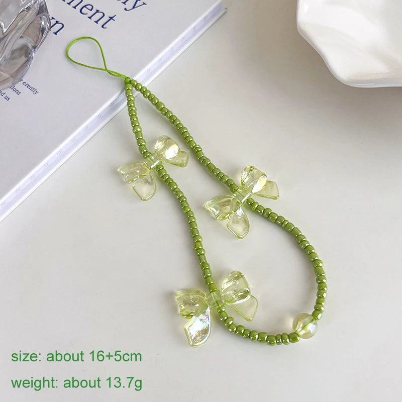 Beaded Phone Strap Bow Knot Design