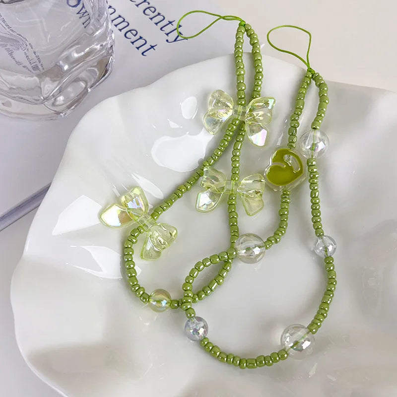 Beaded Phone Strap Bow Knot Design