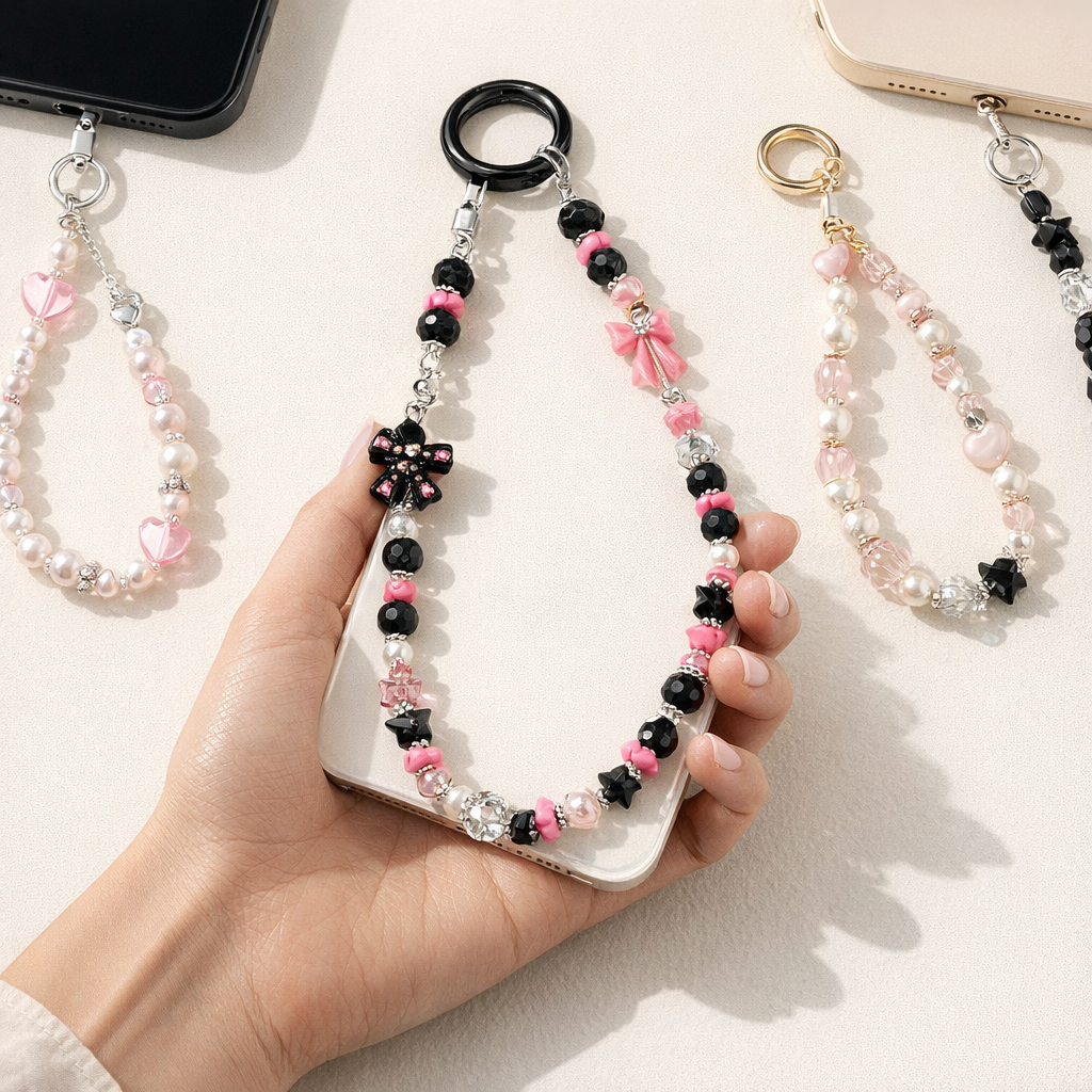 Metal Phone Strap Cartoon Cat Design