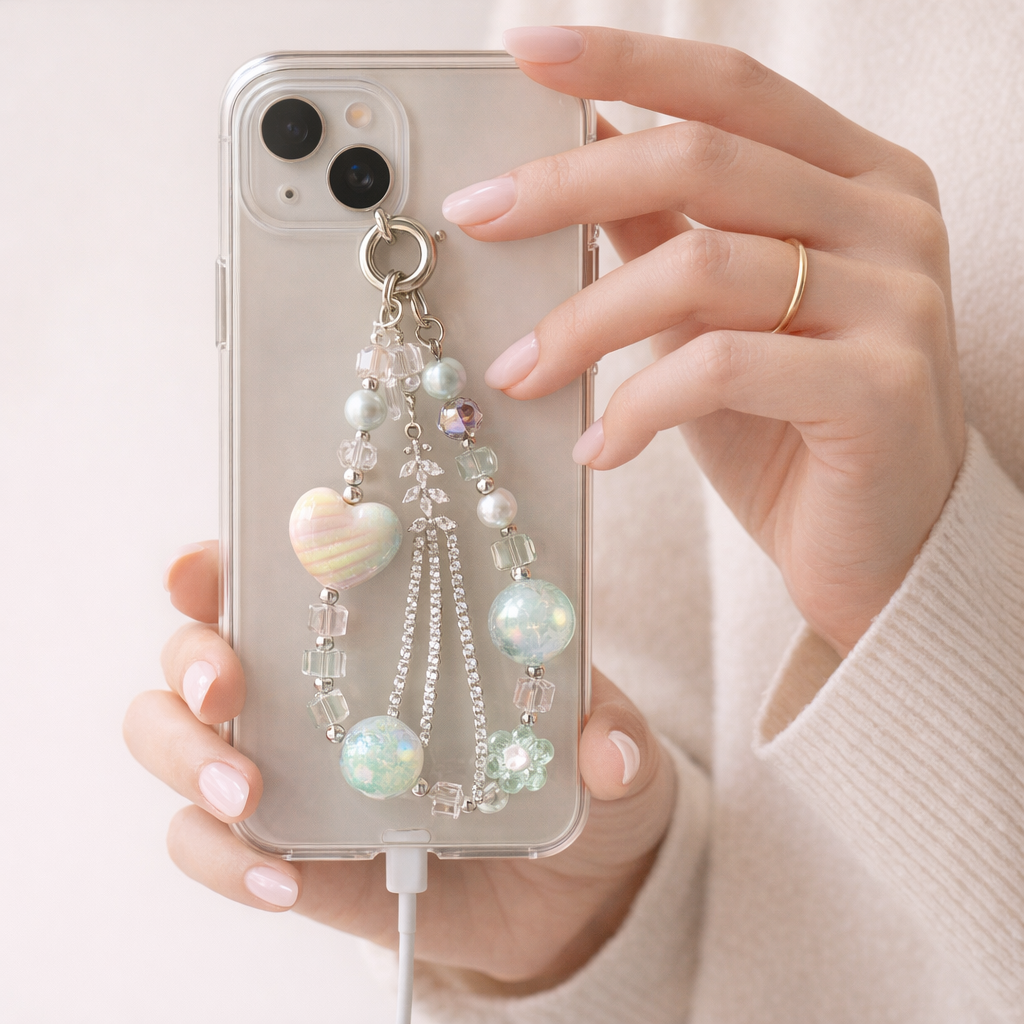 Crystal Phone Charm Floral Design