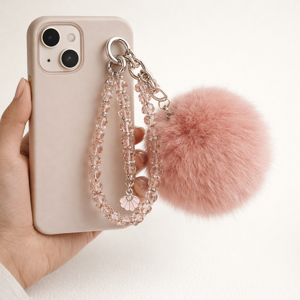 Crystal Phone Charm Faux Leather Accent