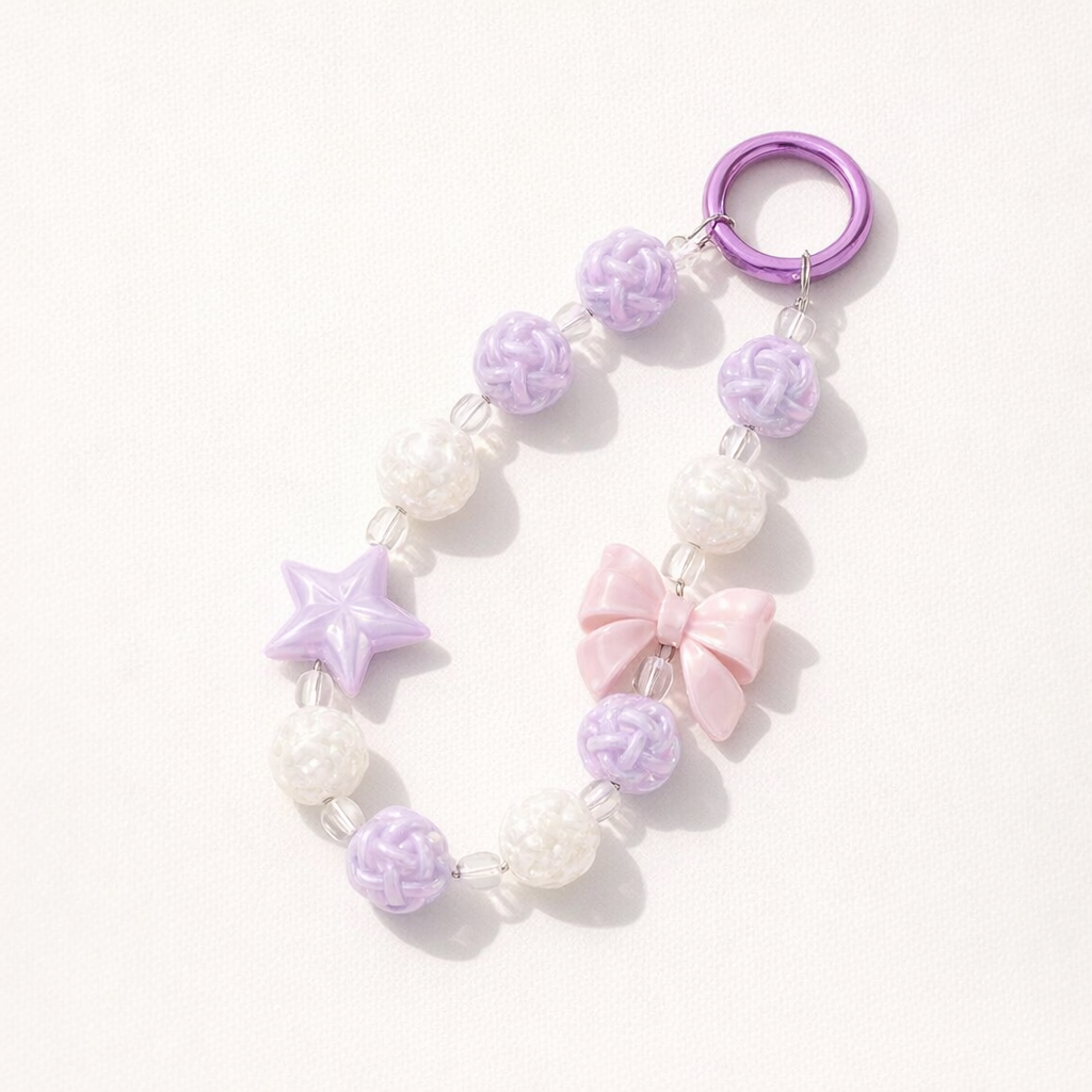 Beaded Phone Charm Round Beads