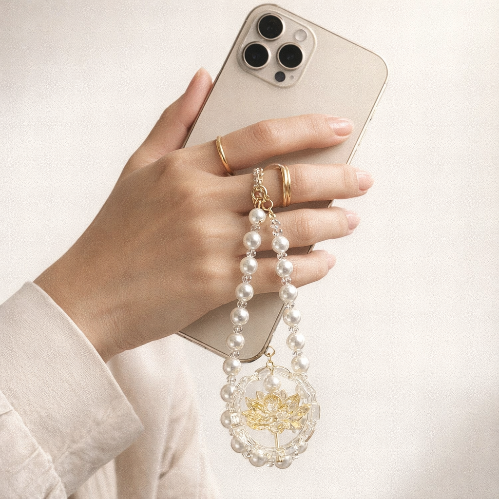 Pearl Phone Charm Lotus Fairy