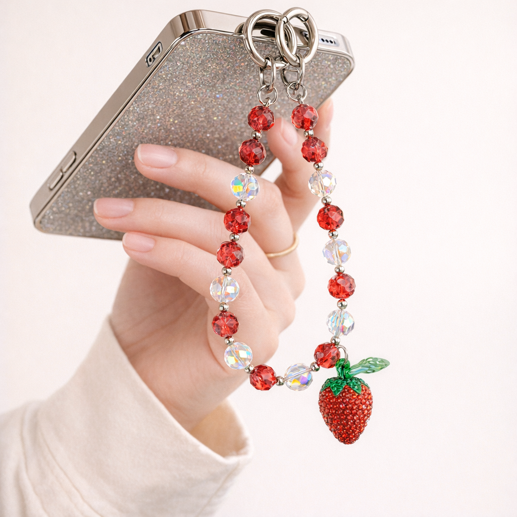 Crystal Phone Charm Strawberry Theme