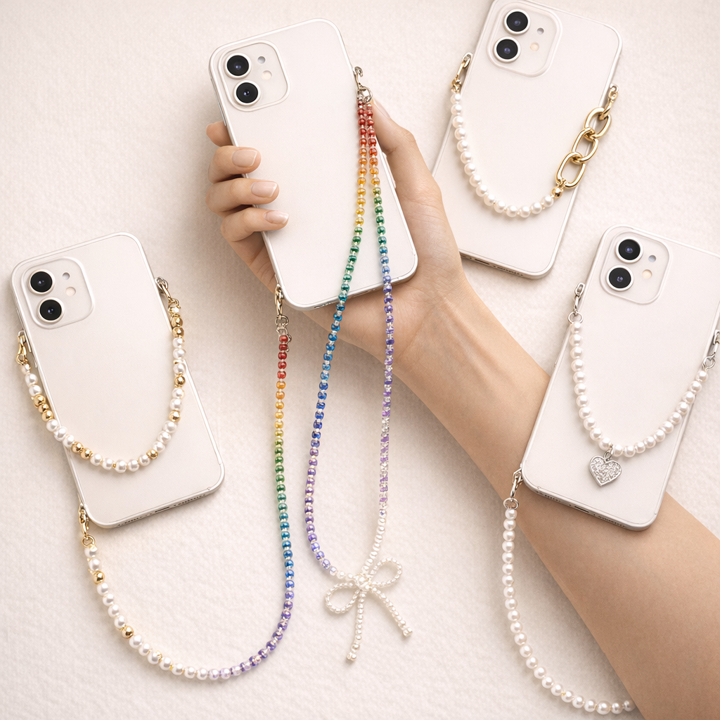 Metal Phone Strap Diamond Accent