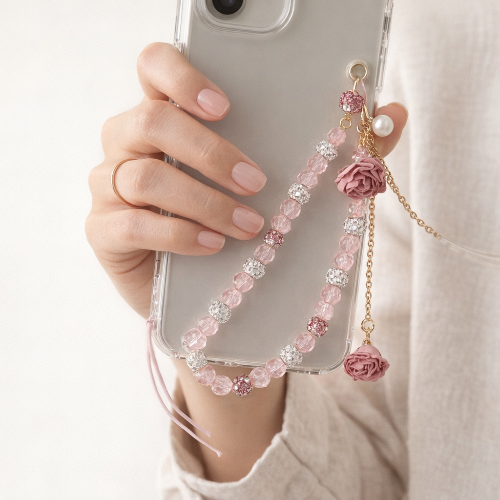 Beaded Phone Charm Floral Tassels