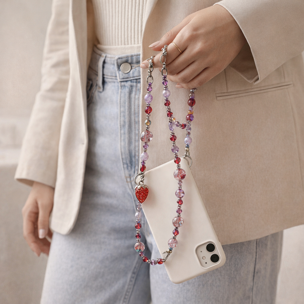 Beaded Phone Strap Crossbody Elegance