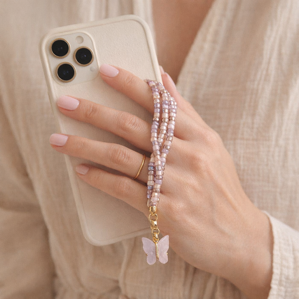 Crystal Phone Strap Butterfly Design