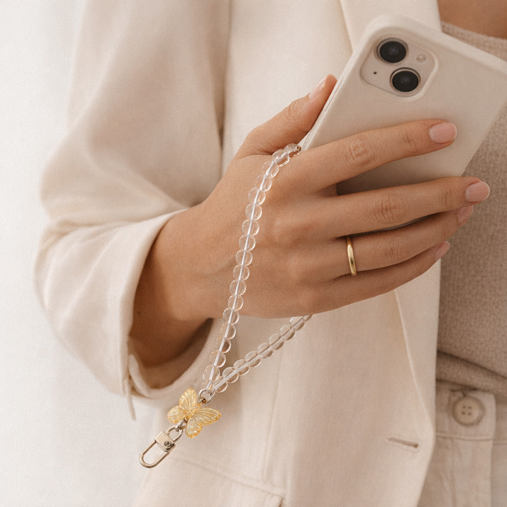 Crystal Phone Charm Butterfly Design
