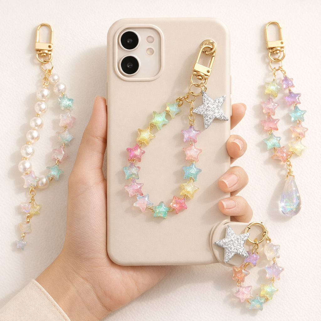Acrylic Phone Charm Galvanised Finish