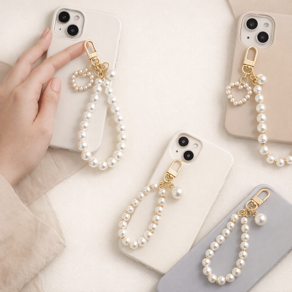 Pearl Phone Charm Coin Tag