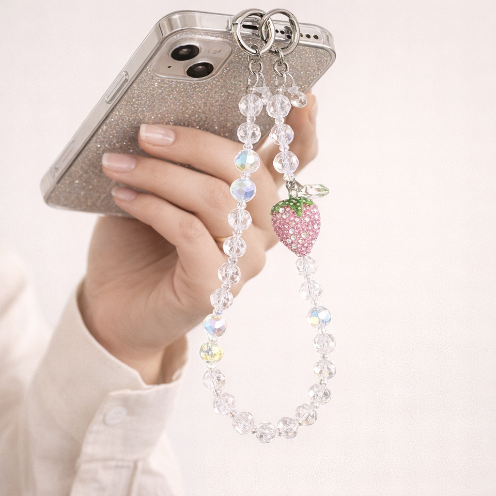 Crystal Phone Charm Strawberry Theme