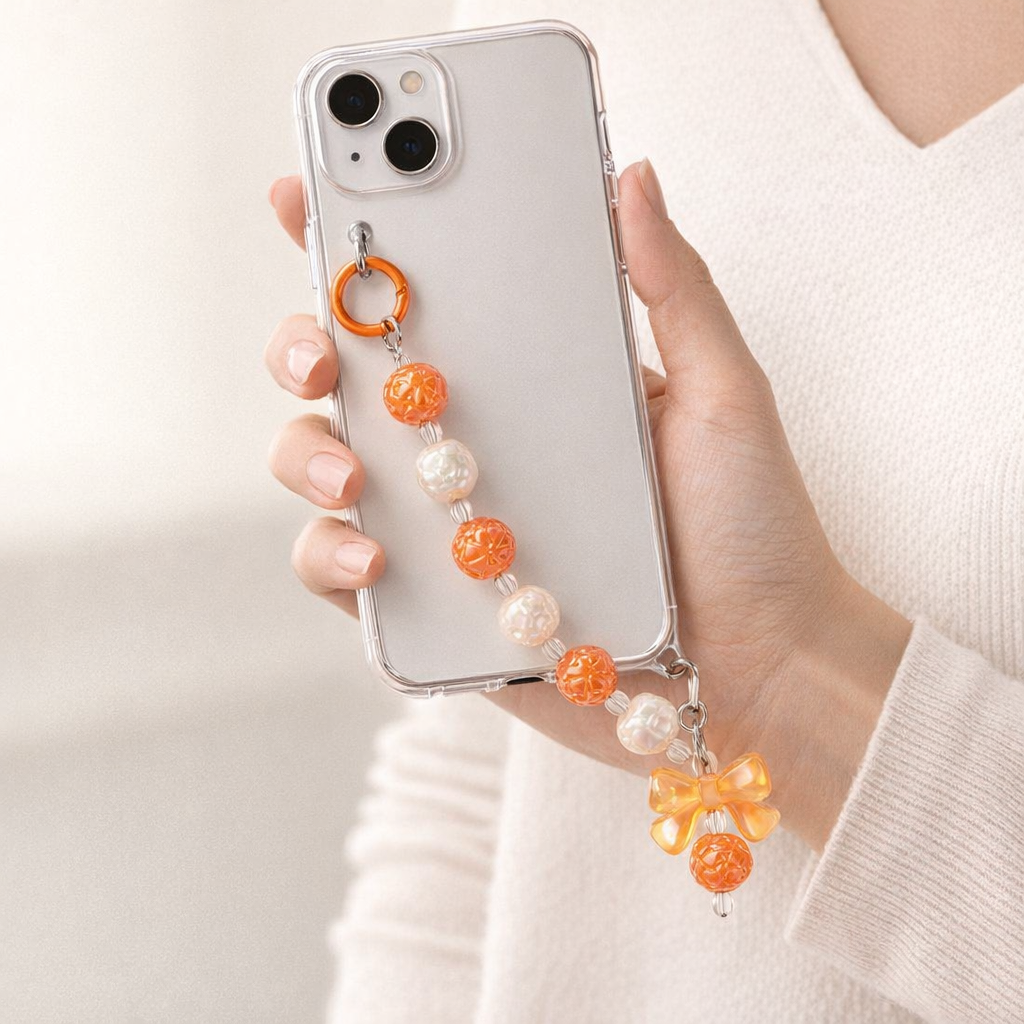 Beaded Phone Charm Round Beads