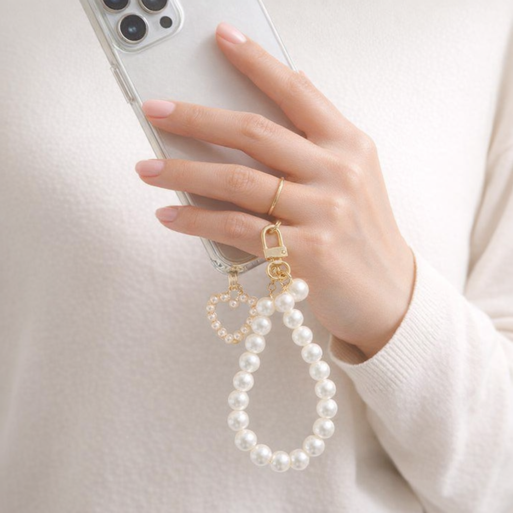 Pearl Phone Charm Coin Tag