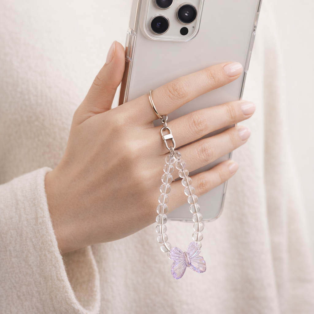Crystal Phone Charm Butterfly Design
