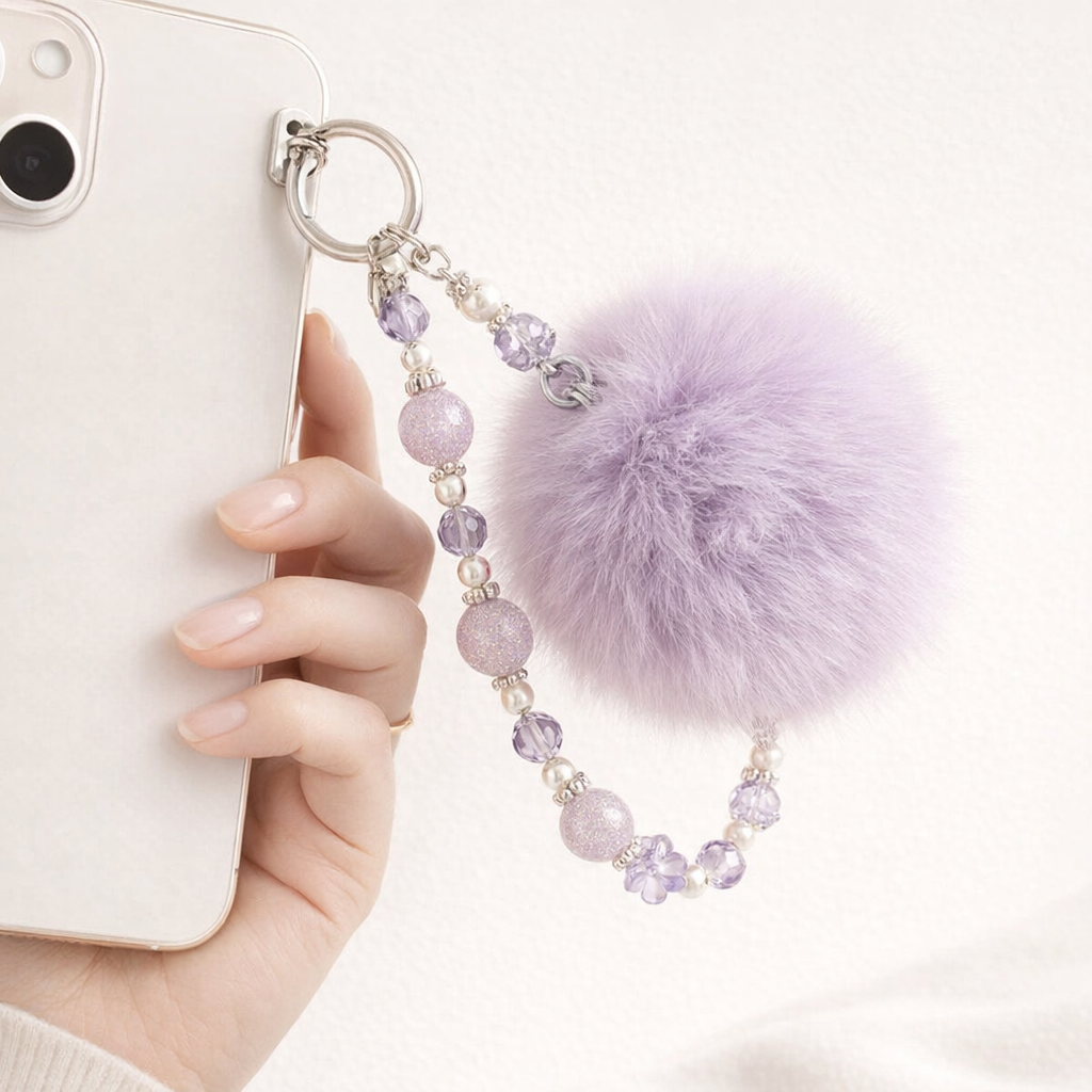 Crystal Phone Charm Faux Leather Accent