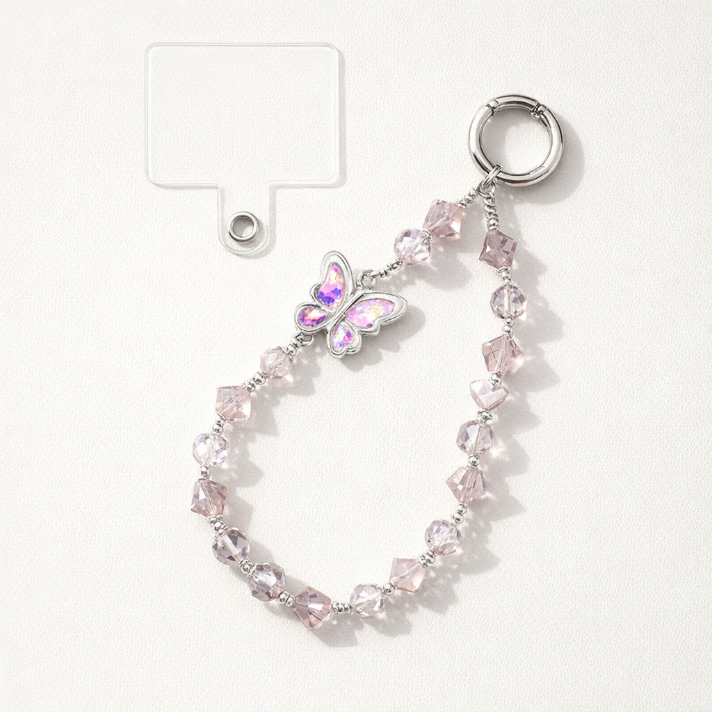 Crystal Phone Charm St Short Butterfly Design
