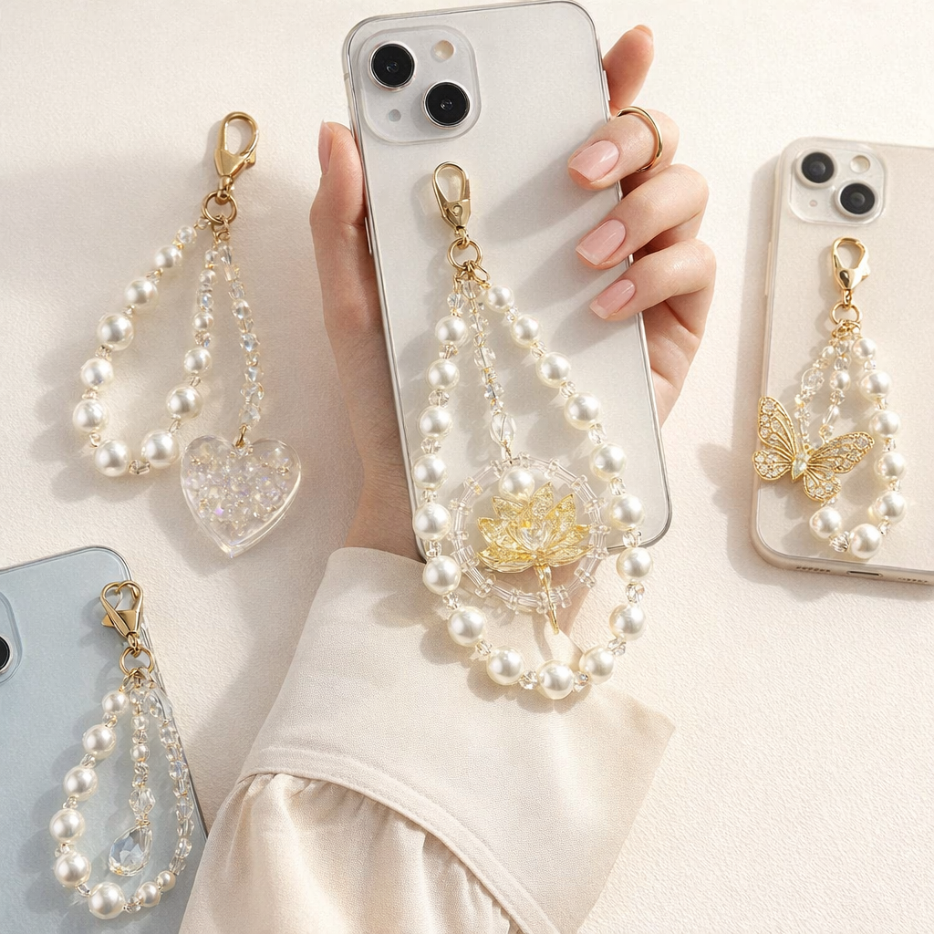 Pearl Phone Charm Lotus Fairy