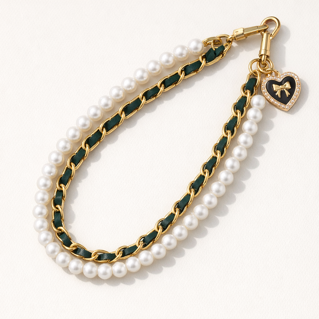 Pearl Phone Charm Handwoven Elegance