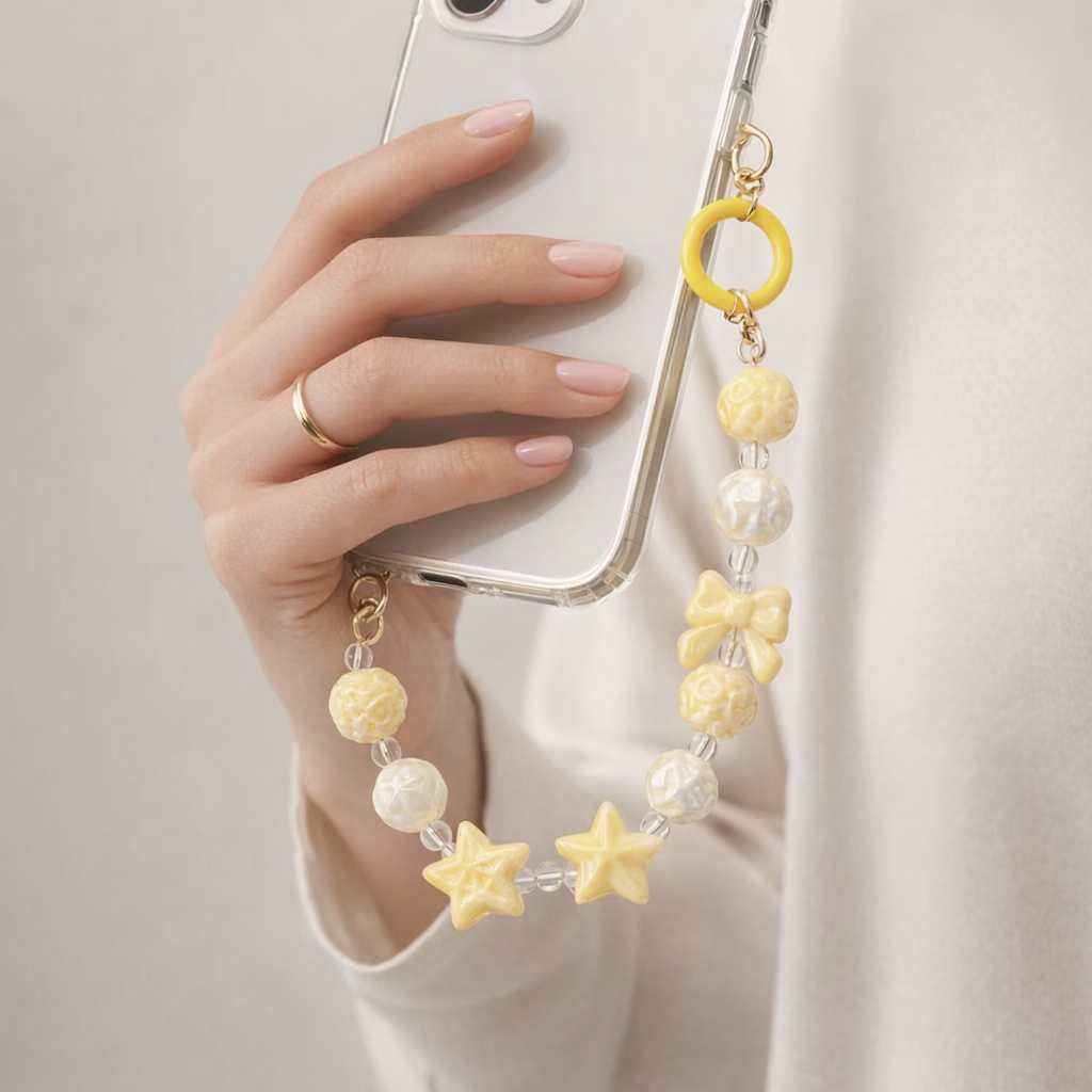 Beaded Phone Charm Round Beads