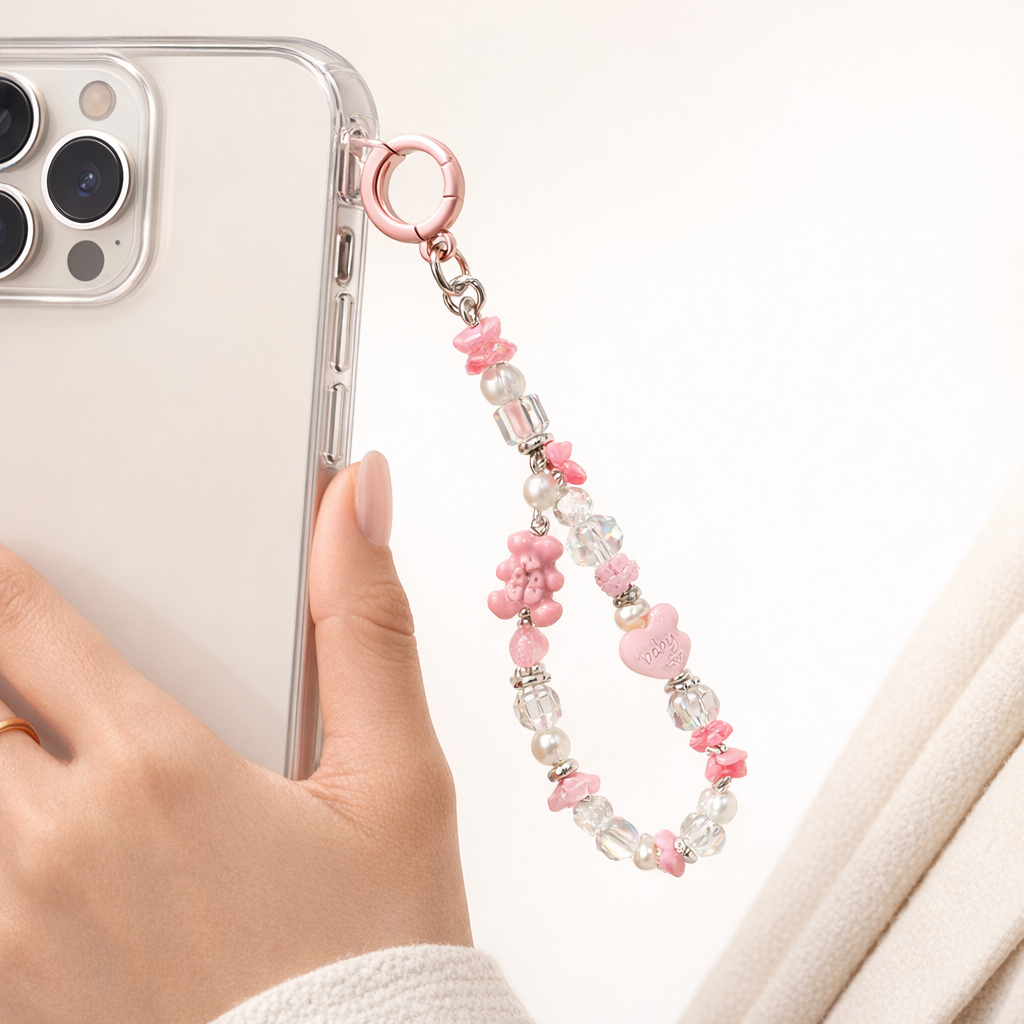 Metal Phone Strap Cartoon Cat Design