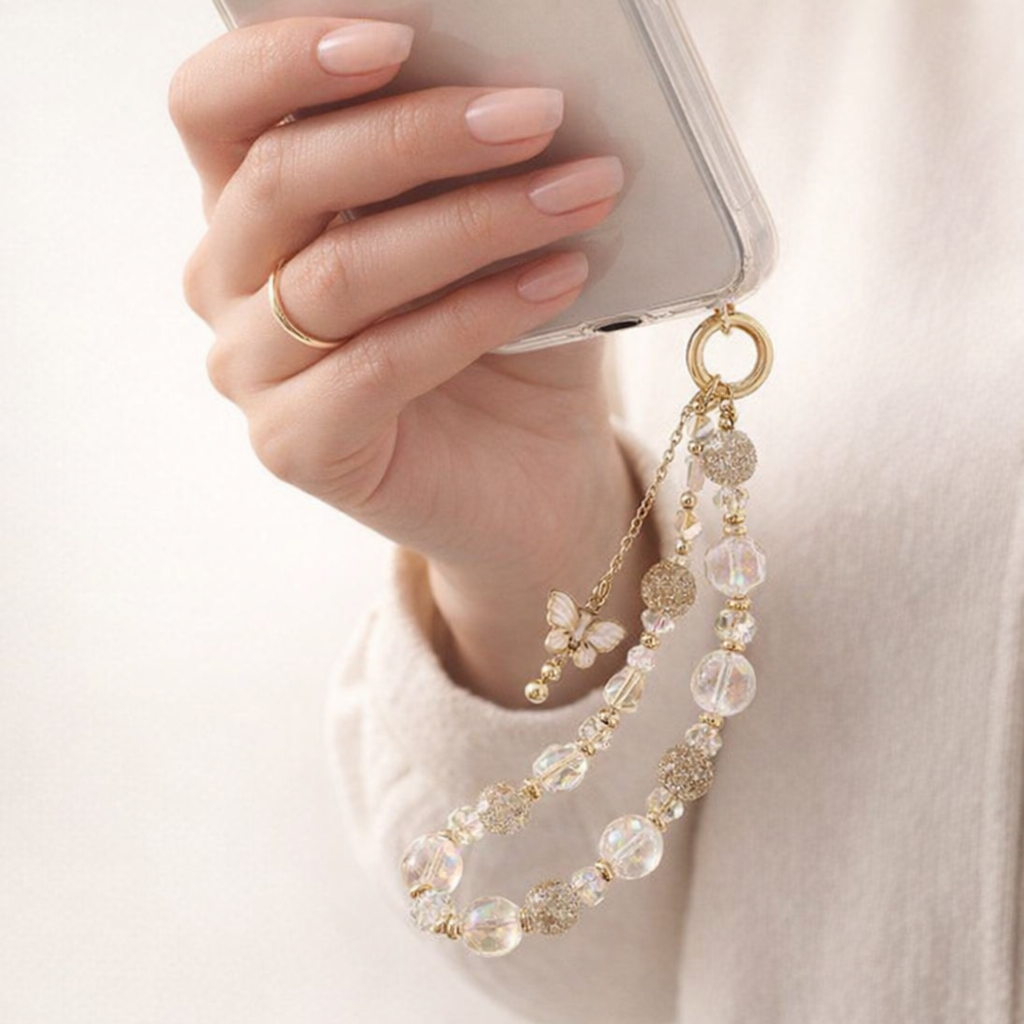 Beaded Phone Charm Butterfly Design