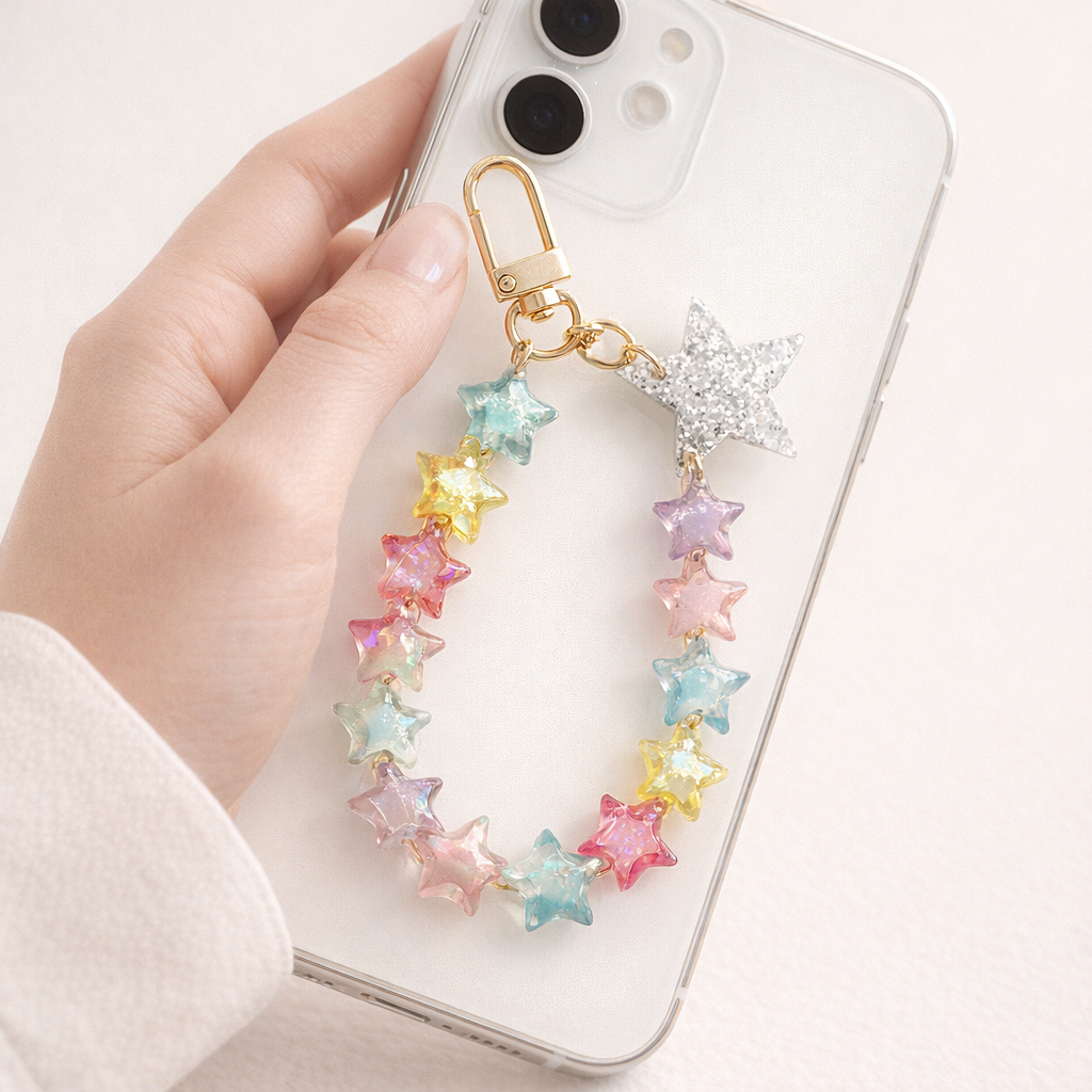 Acrylic Phone Charm Galvanised Finish