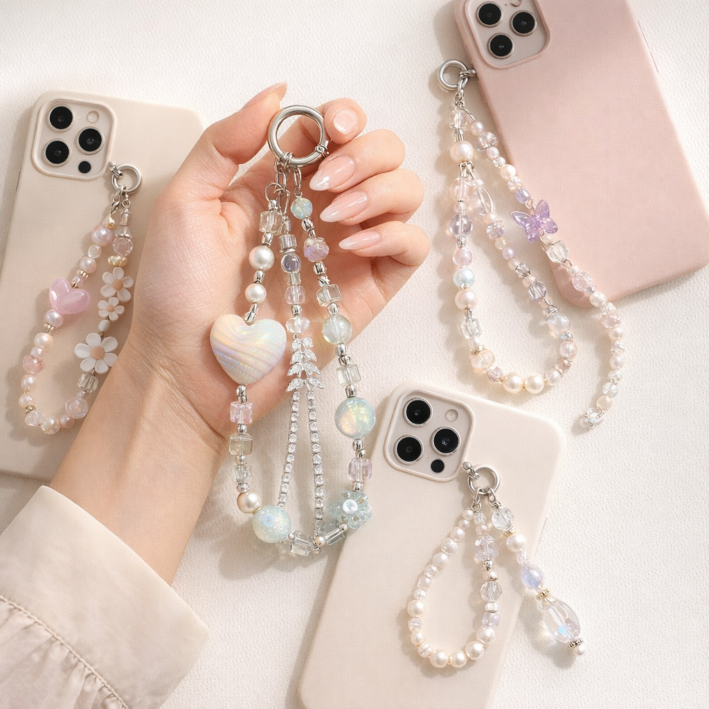 Crystal Phone Charm Floral Design