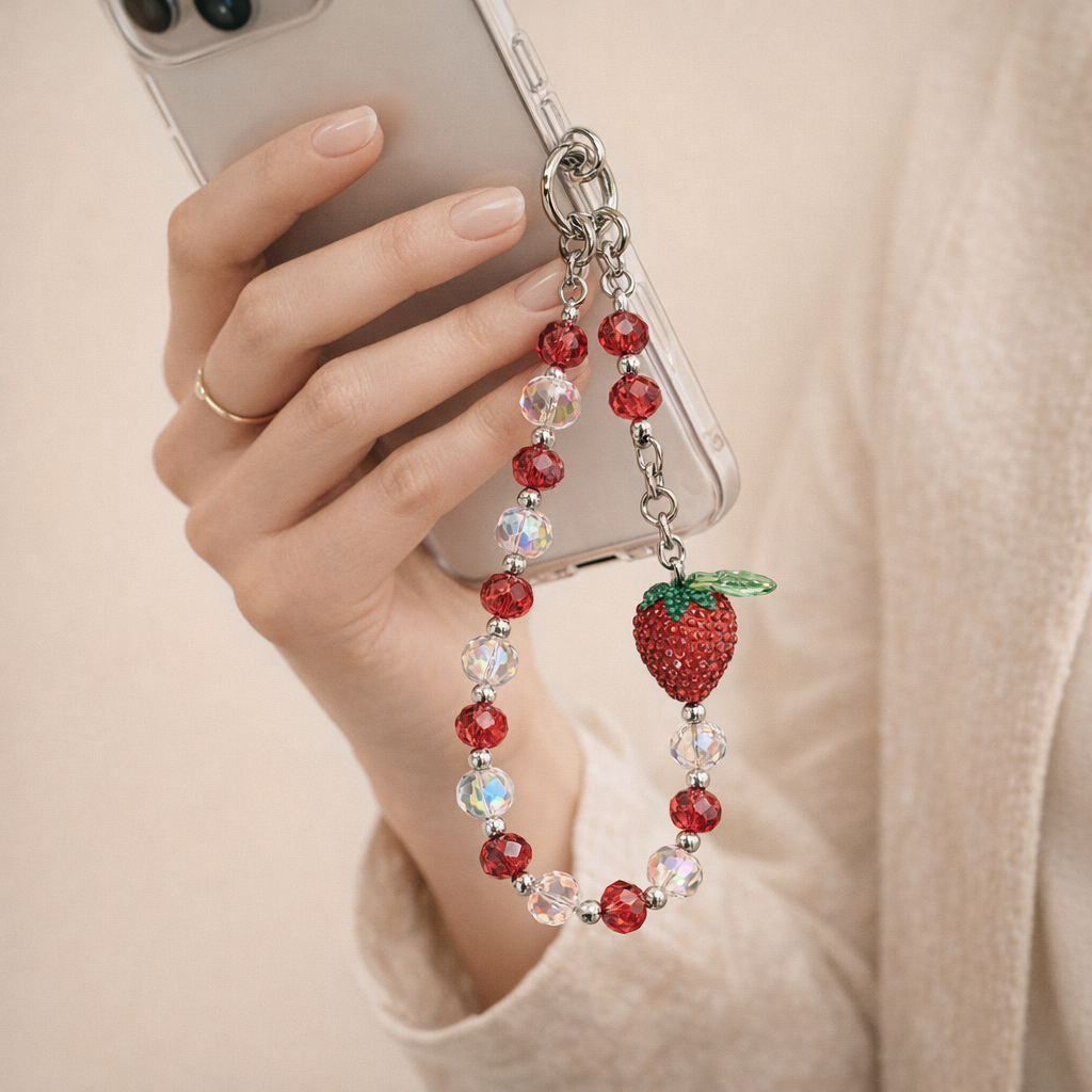 Crystal Phone Charm Strawberry Theme