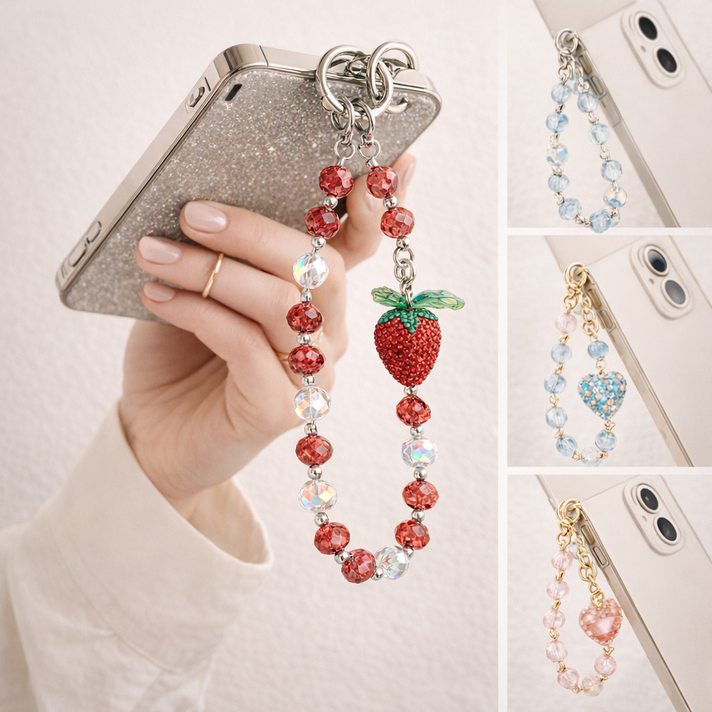 Crystal Phone Charm Strawberry Theme
