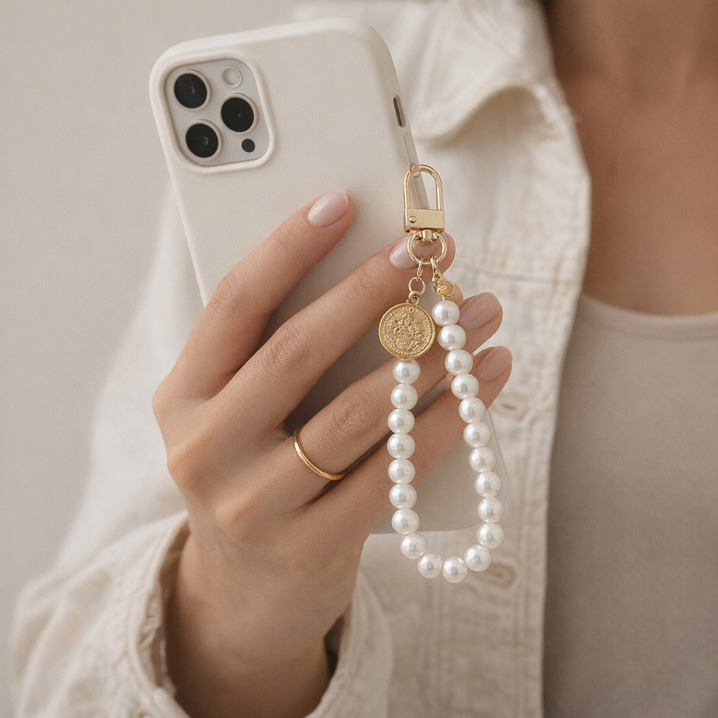 Pearl Phone Charm Coin Tag