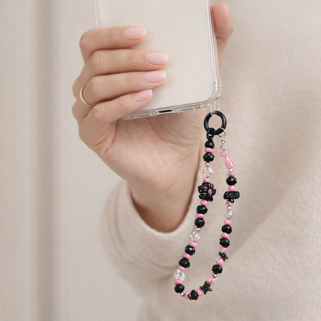 Metal Phone Strap Cartoon Cat Design