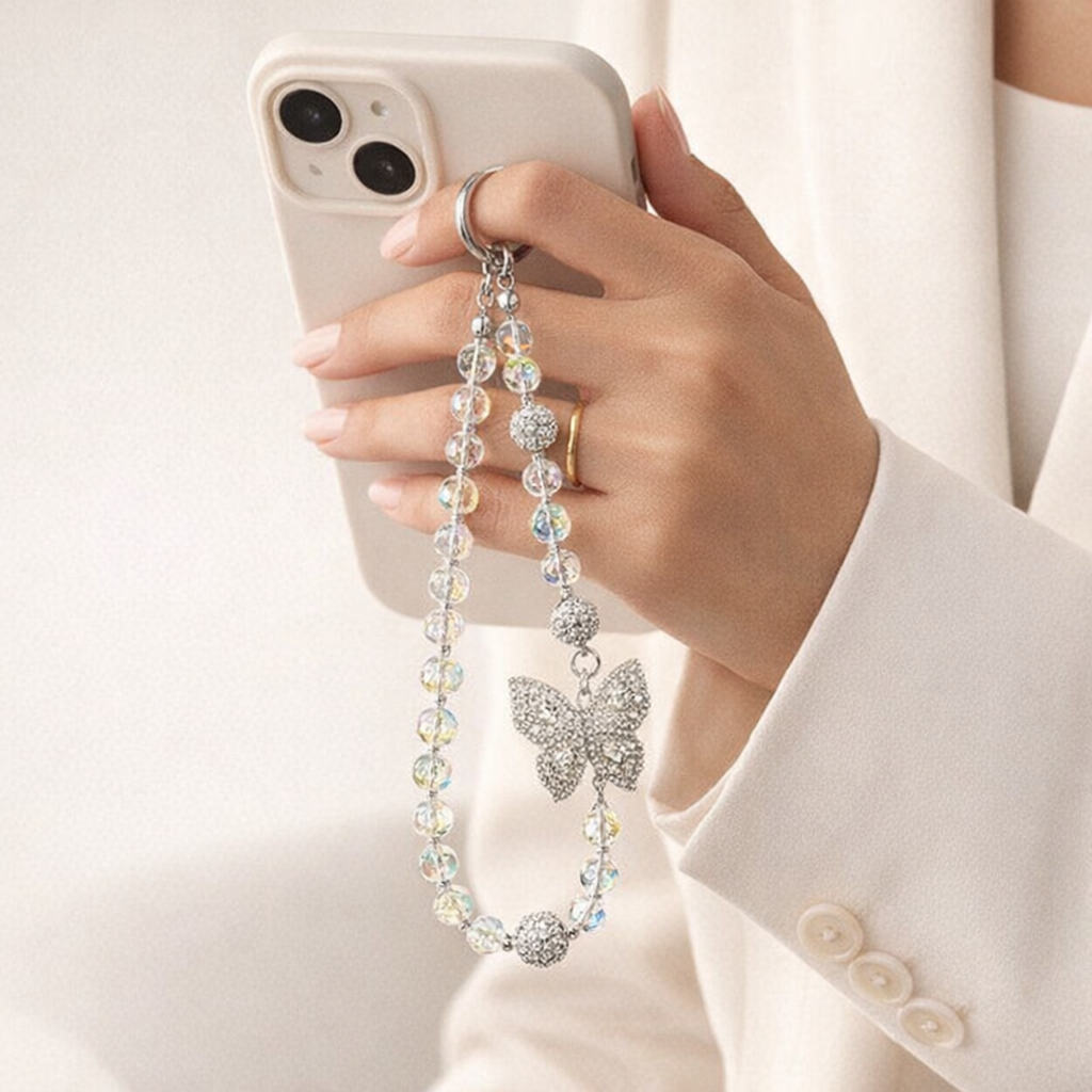 Beaded Phone Charm Butterfly Design