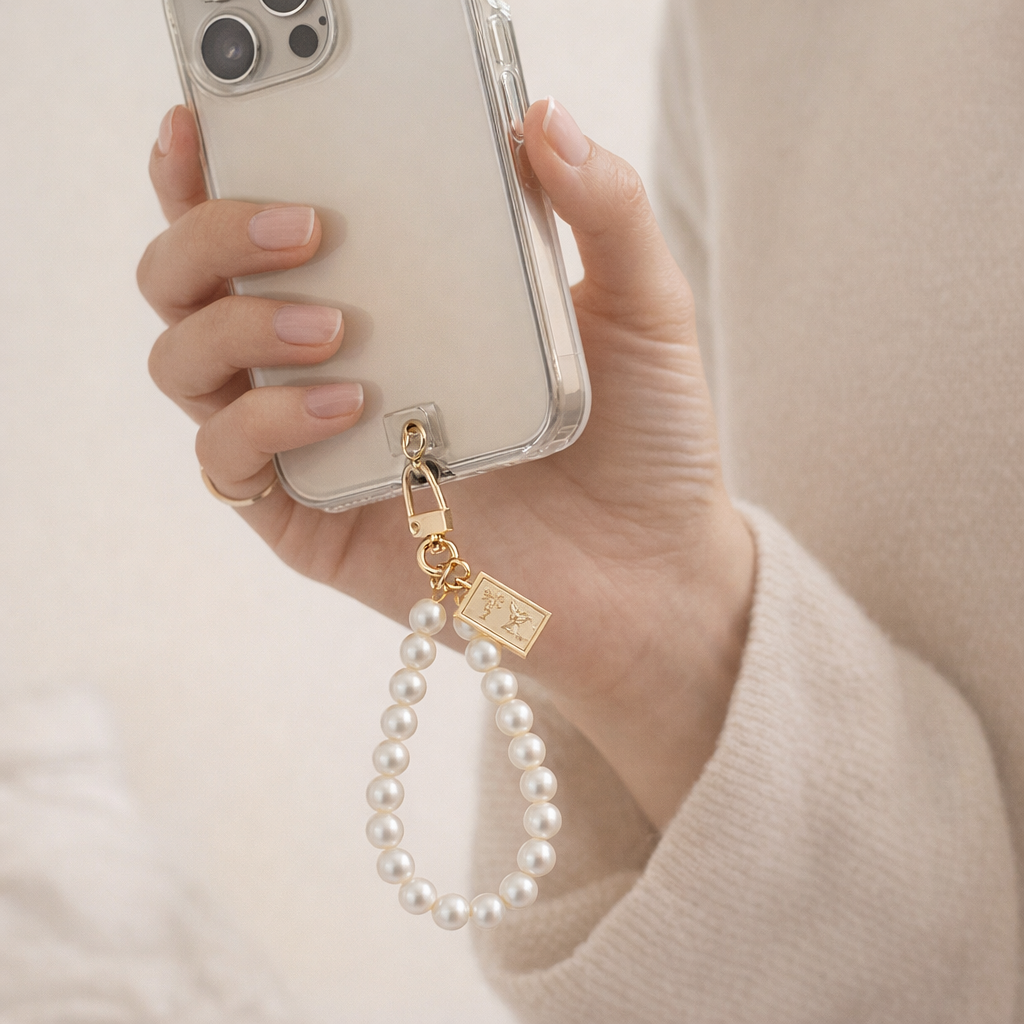 Pearl Phone Charm Coin Tag
