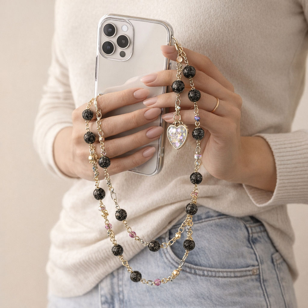 Beaded Phone Strap Crossbody Elegance