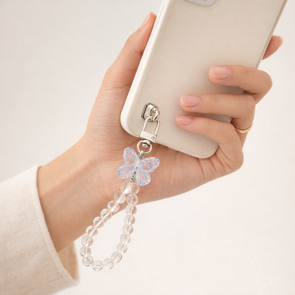 Crystal Phone Charm Butterfly Design