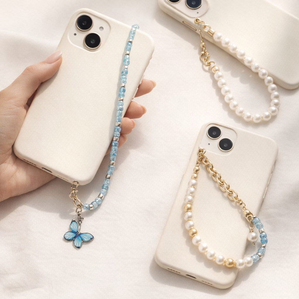 Crystal Phone Strap Butterfly Design