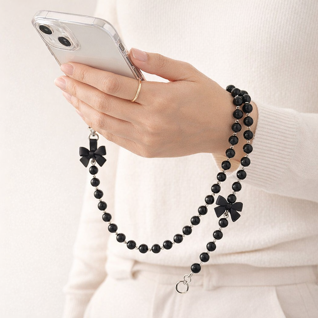 Beaded Phone Strap Bow Accent
