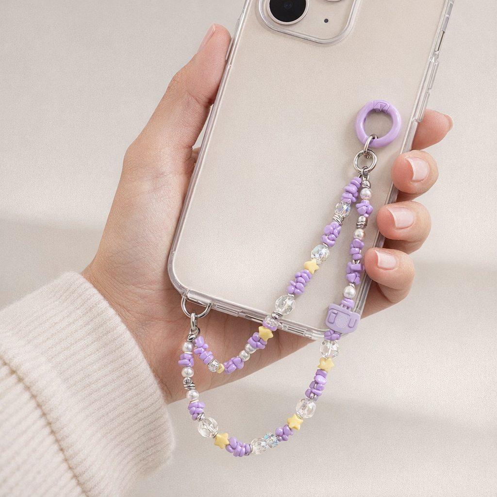 Metal Phone Strap Cartoon Cat Design