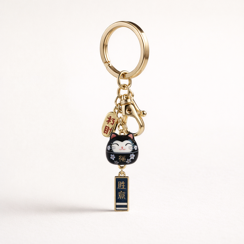 Metal Phone Charm Lucky Cat Design