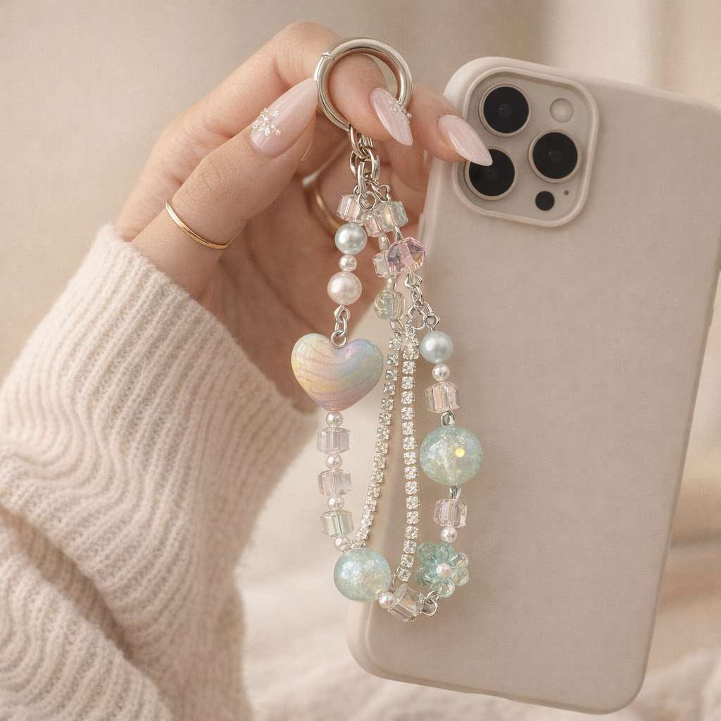 Crystal Phone Charm Floral Design
