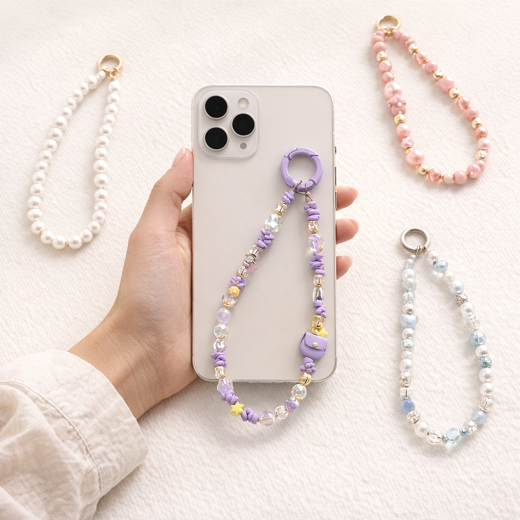 Metal Phone Strap Cartoon Cat Design