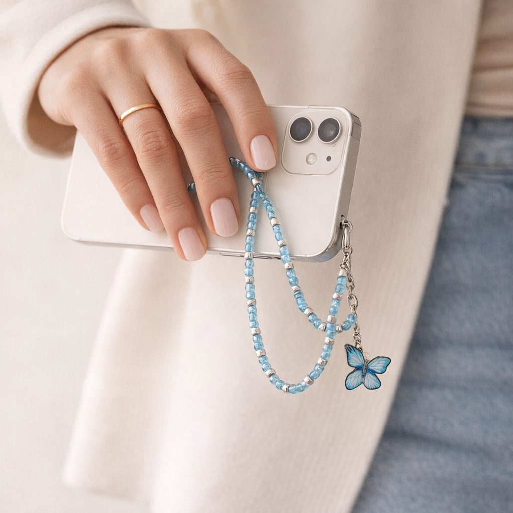 Crystal Phone Strap Butterfly Design