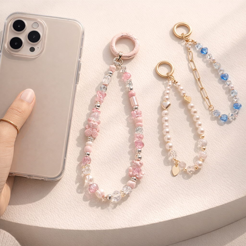 Metal Phone Strap Cartoon Cat Design