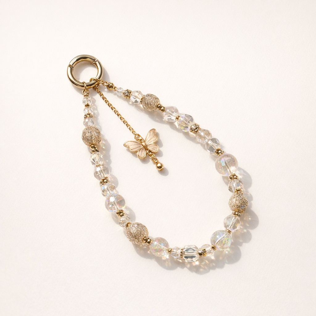 Beaded Phone Charm Butterfly Design