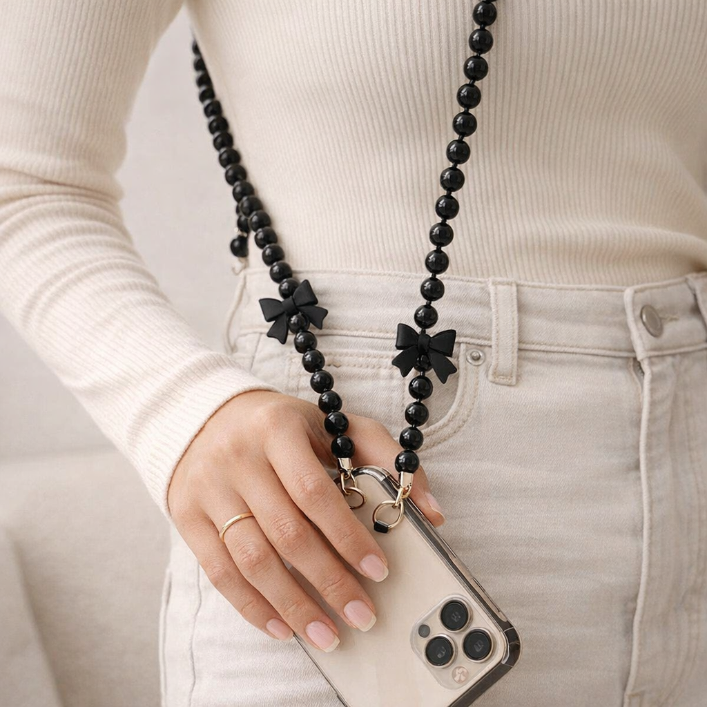 Beaded Phone Strap Bow Accent