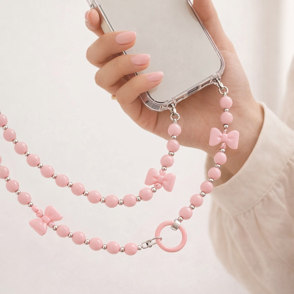 Beaded Phone Strap Bow Accent