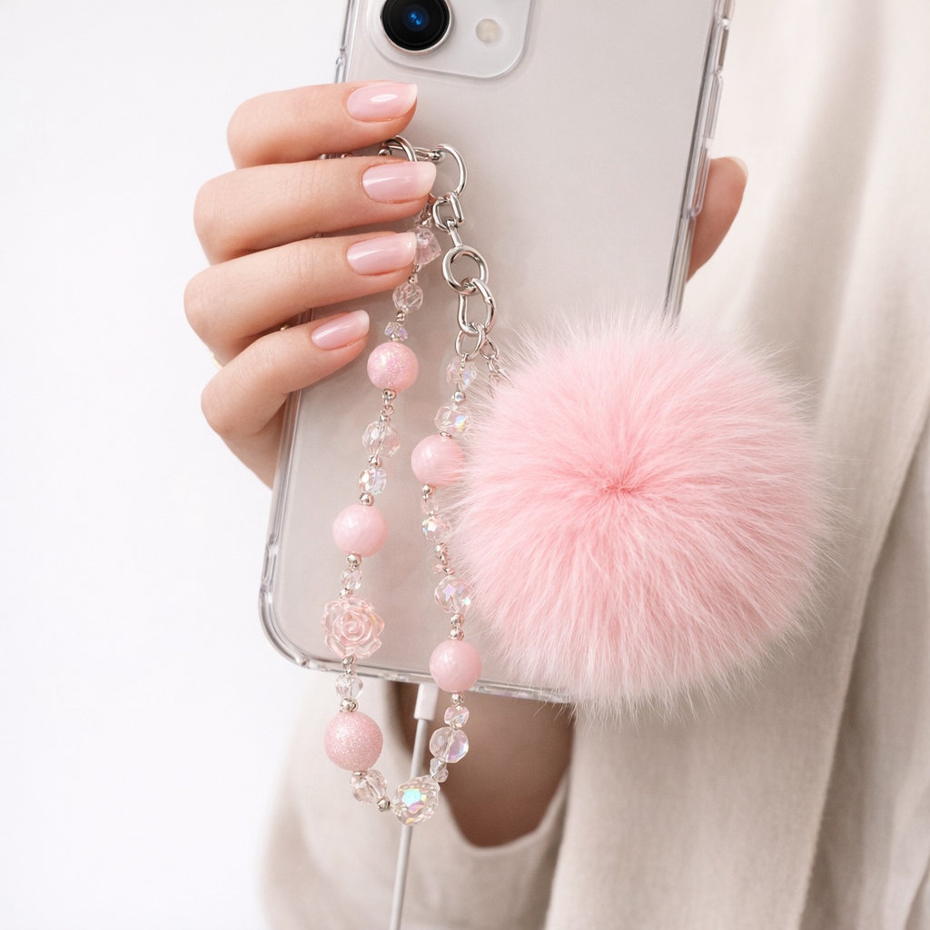 Crystal Phone Charm Faux Leather Accent