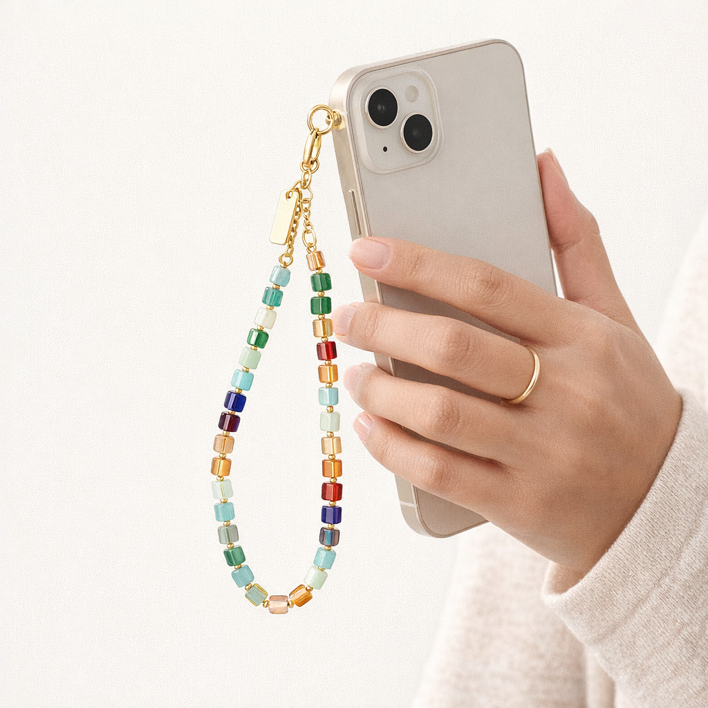 Beaded Phone charm Geometric Design