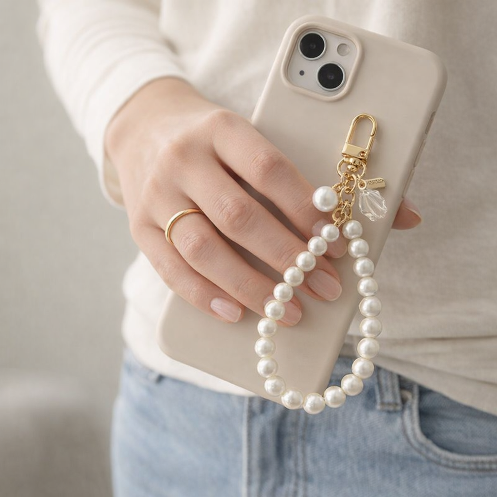 Pearl Phone Charm Coin Tag